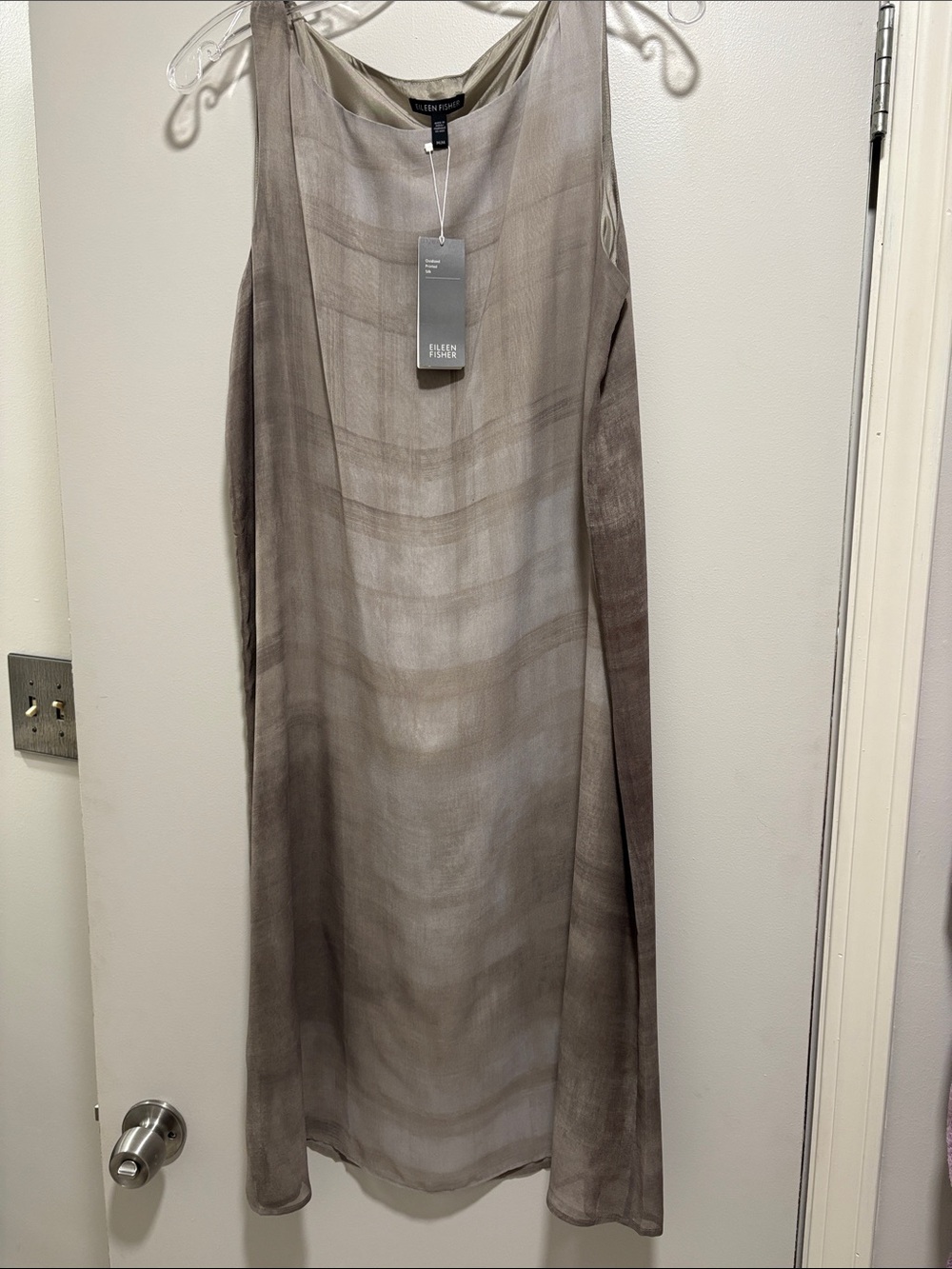 Eileen Fisher Taupe-Gray Sleeveless Midi Dress
